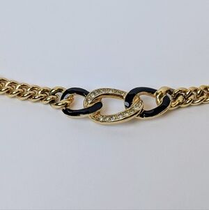 Dior Gold-Tone Curb Chain Choker Necklace with Pavé Crystal Links